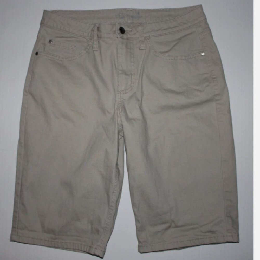 Tan Lee Burmuda Jeans Shorts 8 Average Front Zip Cotton Blend High Waist
